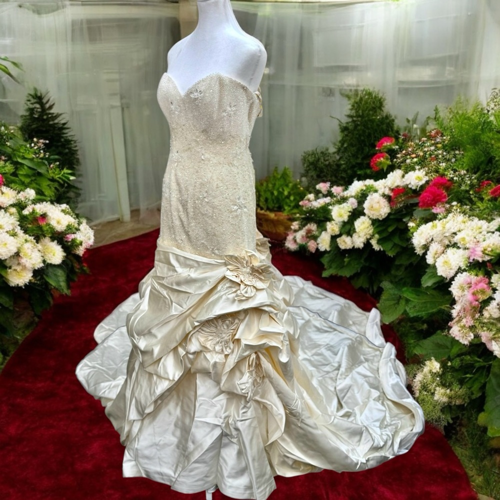 ST.Pucchi by Rani 9373 Bridal Gown Wedding DRESS SZ 12 SiLk Crystals beaded #12